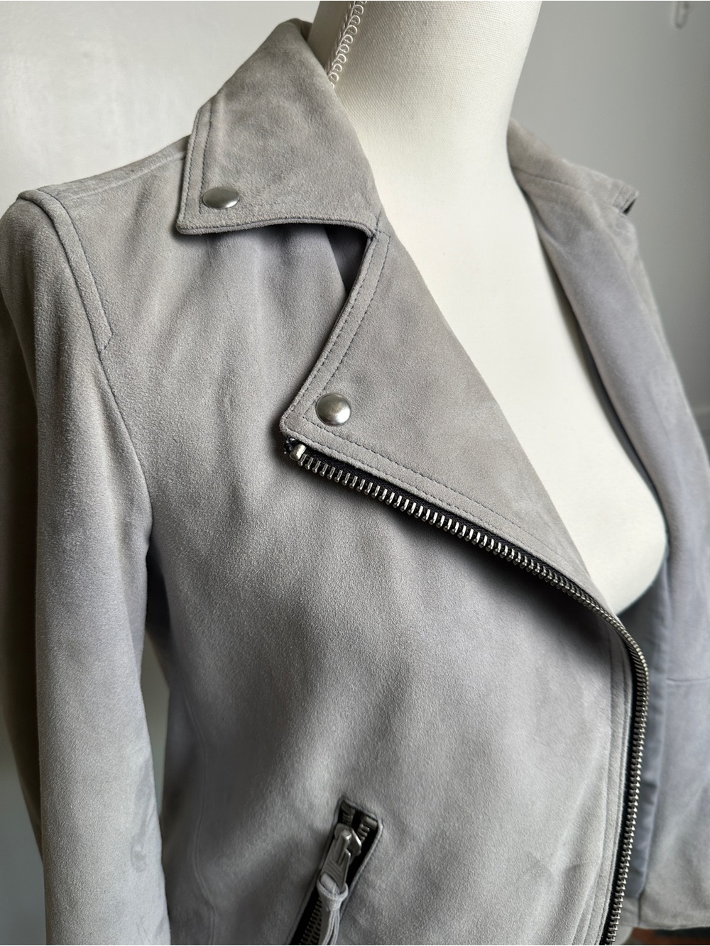 All Saints Womens 100% GOAT Leather Dalby Biker Jacket Size 6 AS IS - Picture 8 of 15